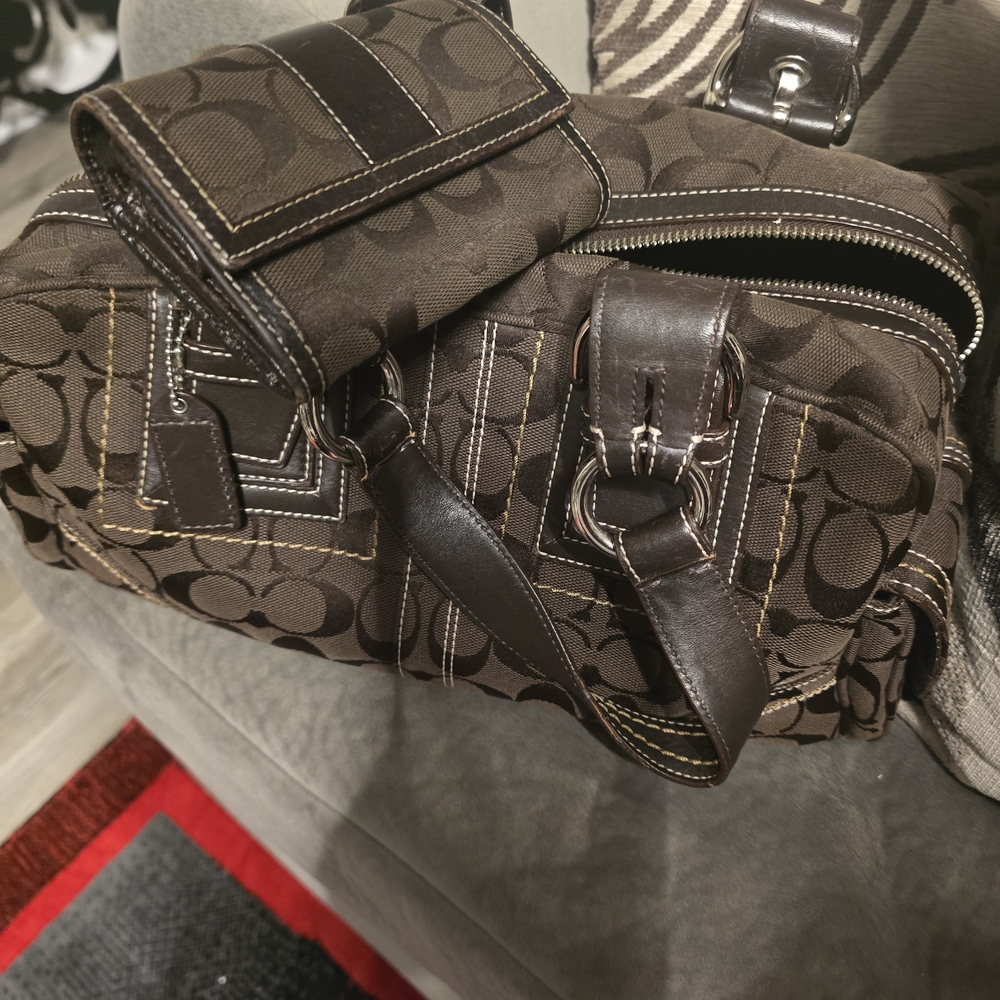 Coach Brown Patterned Satchel